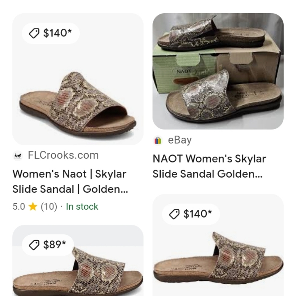 Naot Brown Snake-Print Slide Sandals - Picture 11 of 14